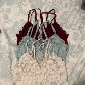 Three Aerie bralettes